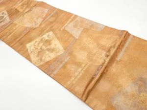 ふくれ織菱に花唐草模様織出し袋帯